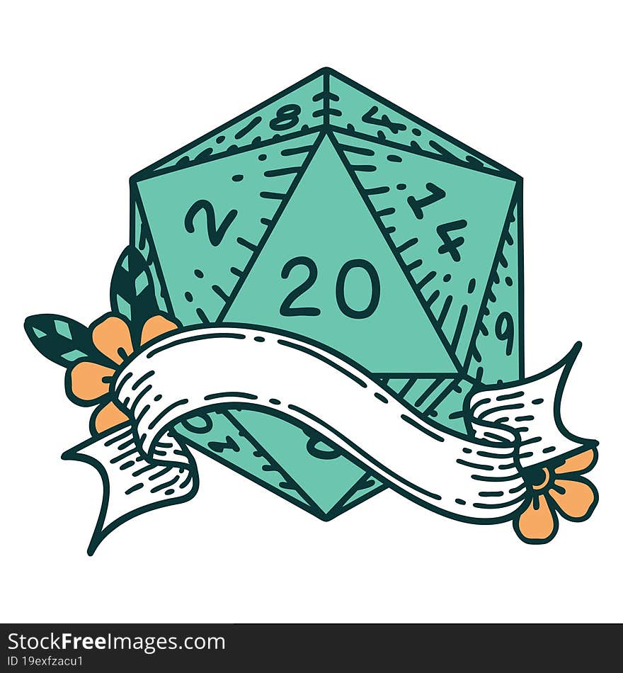 natural twenty D20 dice roll illustration