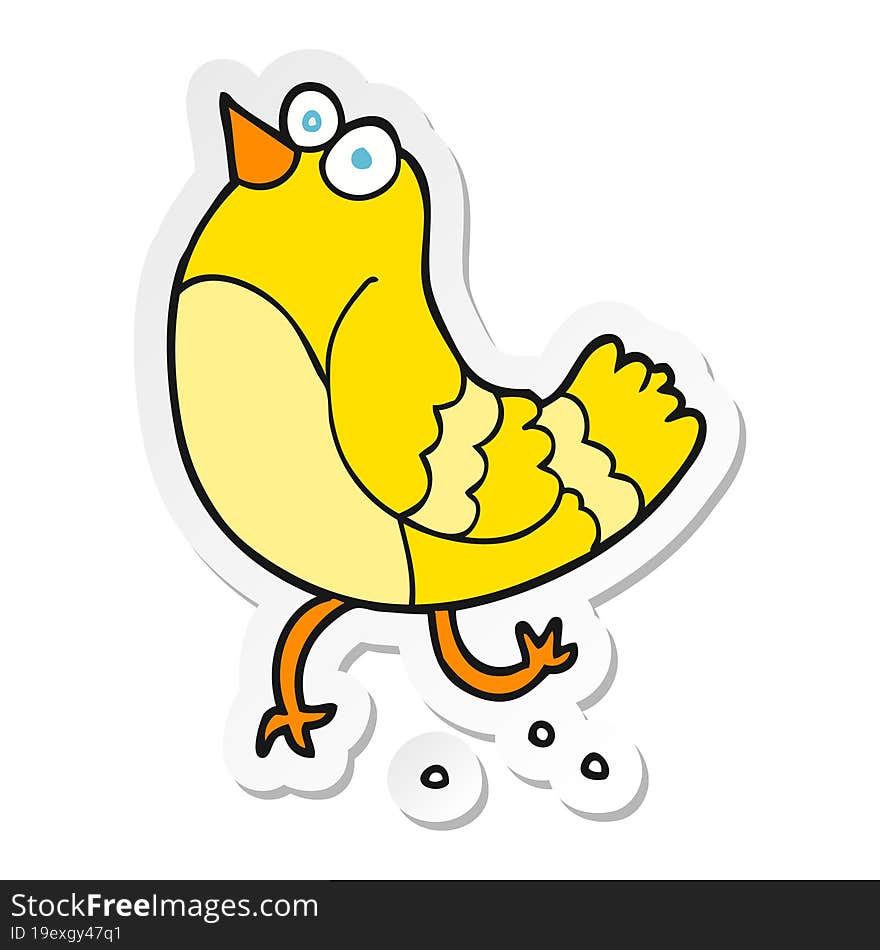 Sticker Of A Cartoon Bird