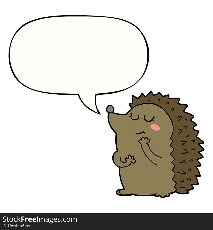 Cute Cartoon Hedgehog And Speech Bubble