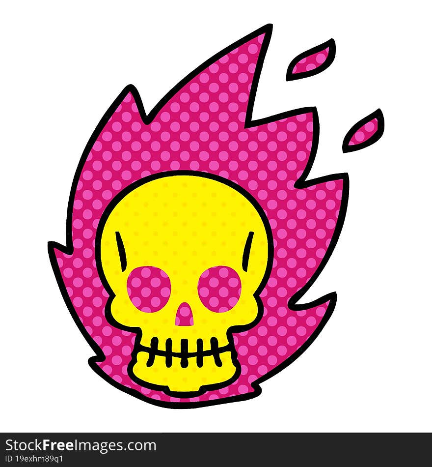 quirky comic book style cartoon skull