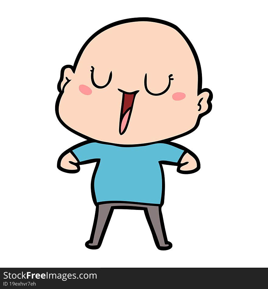 happy cartoon bald man. happy cartoon bald man