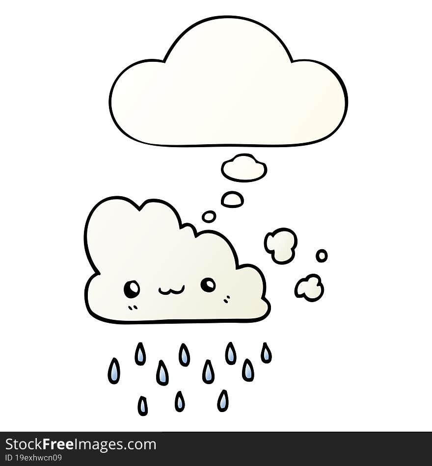 Cartoon Storm Cloud And Thought Bubble In Smooth Gradient Style