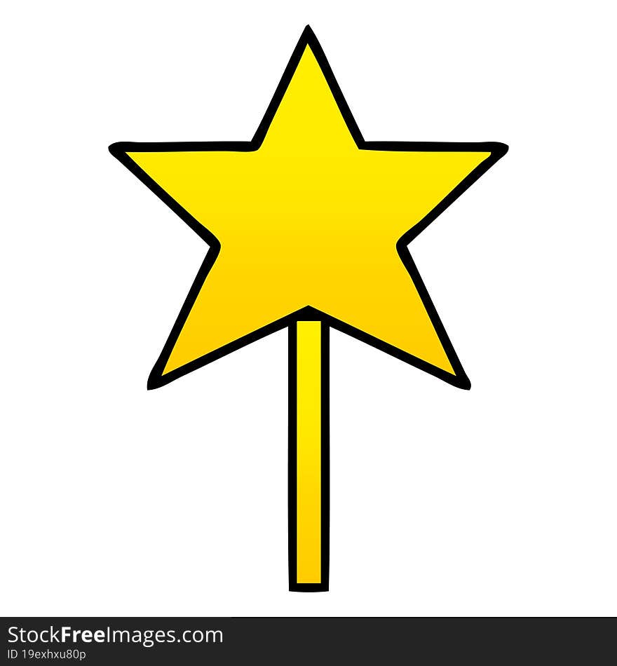 gradient shaded cartoon star wand