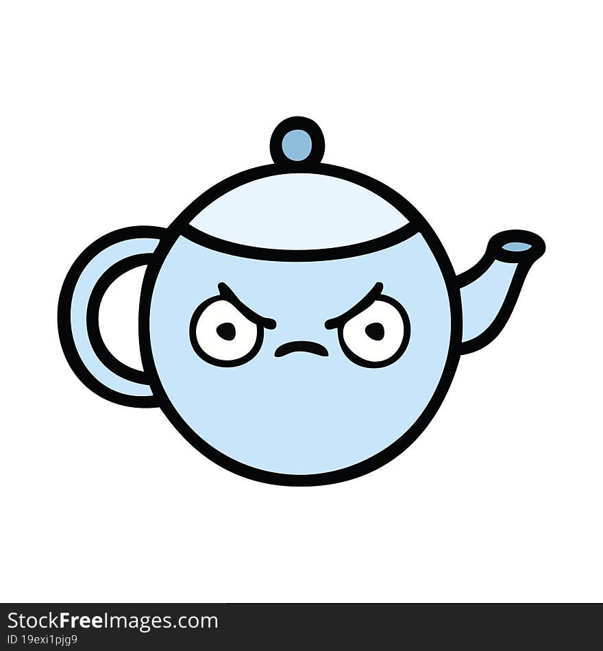 Cute Cartoon Angry Tea Pot