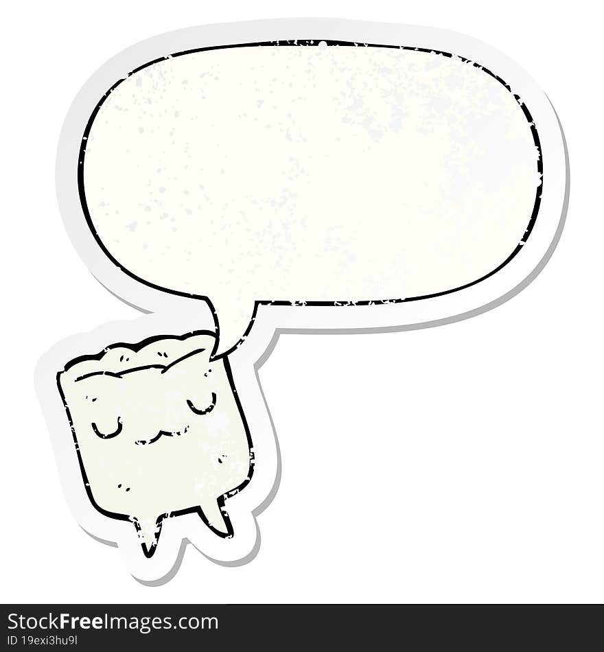 cartoon tooth and speech bubble distressed sticker