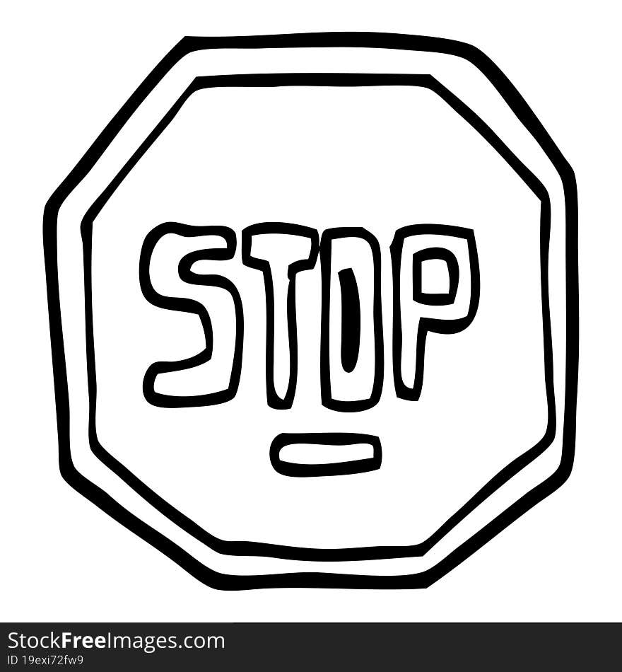 Black And White Cartoon Stop Sign