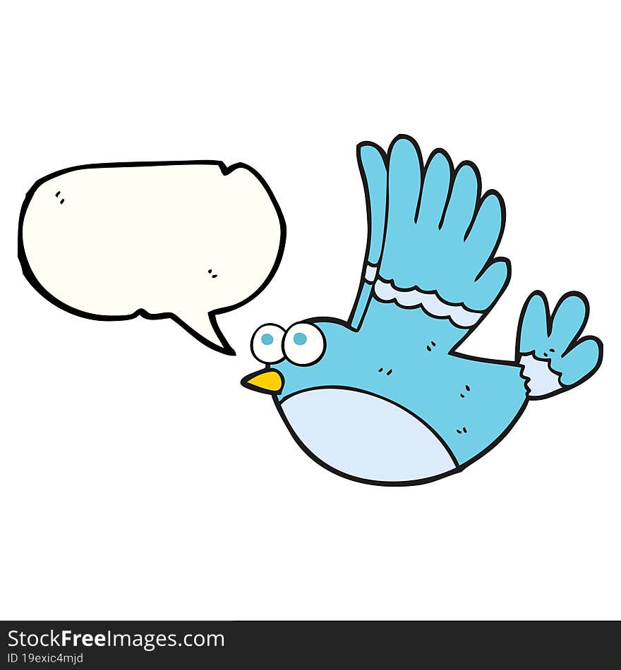 freehand drawn speech bubble cartoon flying bird