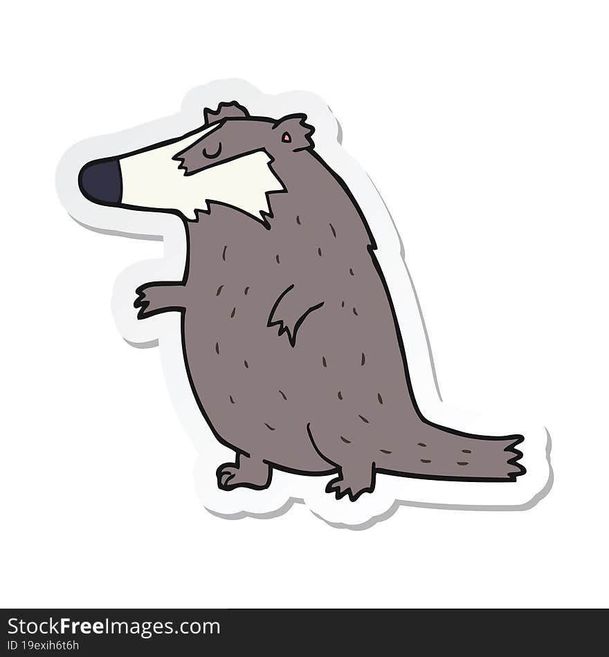 sticker of a cartoon badger