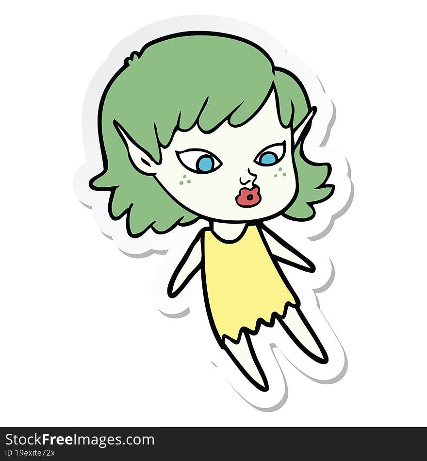 sticker of a pretty cartoon elf girl