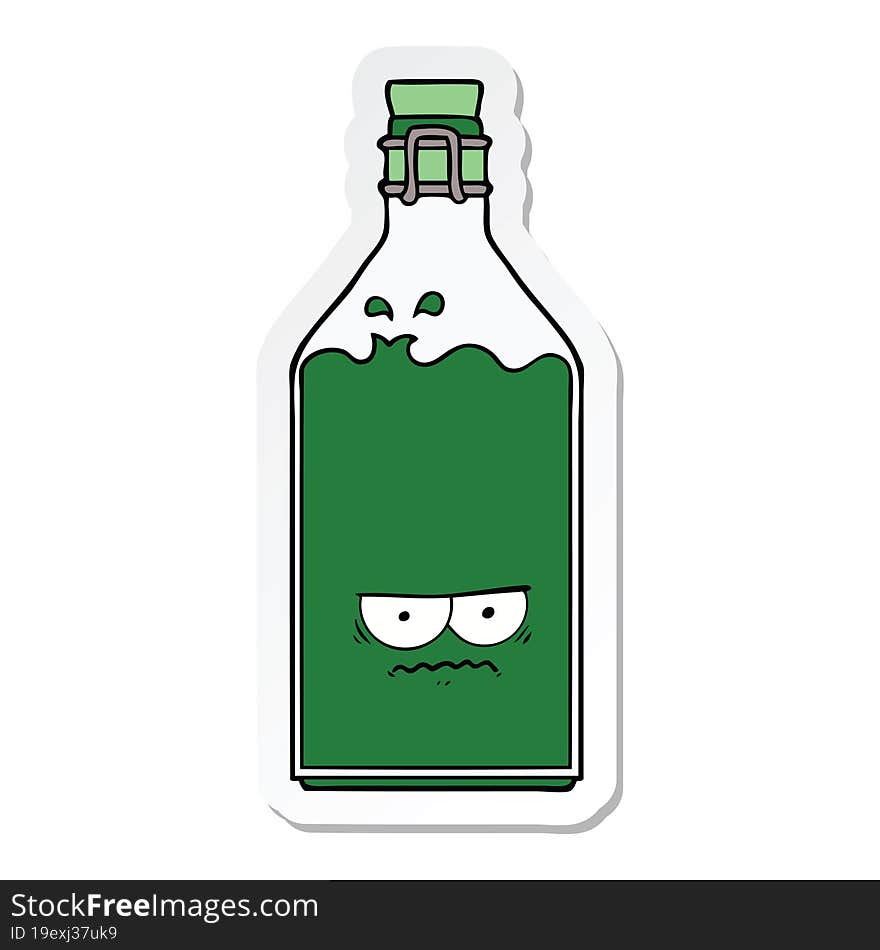 sticker of a cartoon old bottle