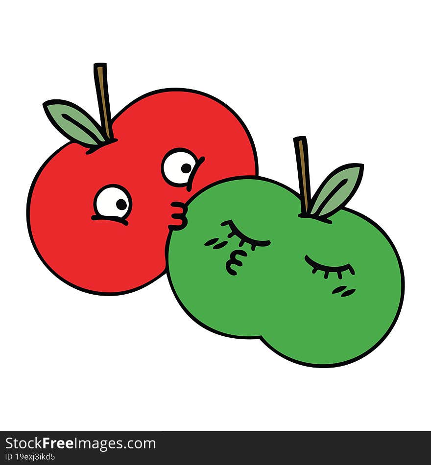 cute cartoon of a apples. cute cartoon of a apples