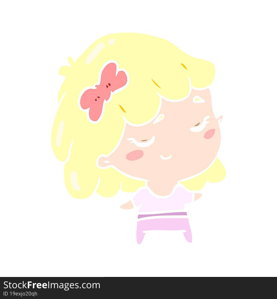 cute flat color style cartoon happy girl