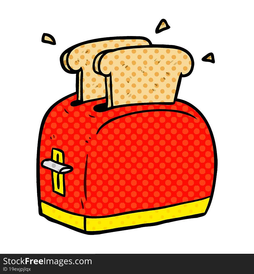 cartoon toaster toasting bread. cartoon toaster toasting bread