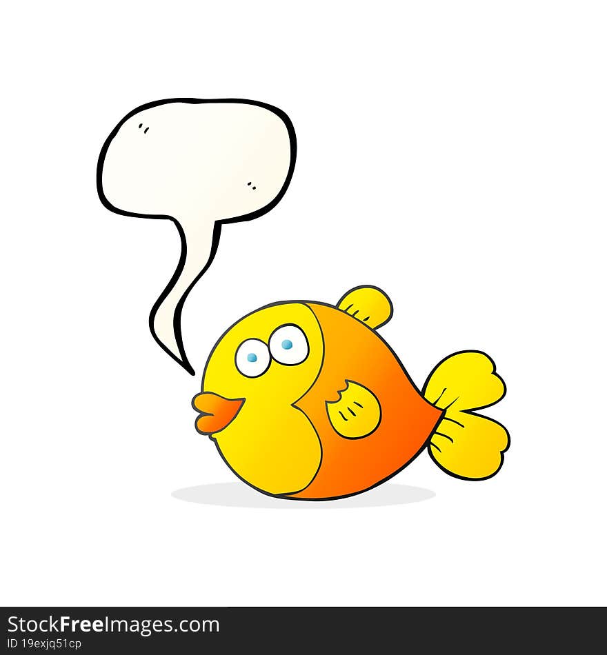 freehand drawn speech bubble cartoon fish