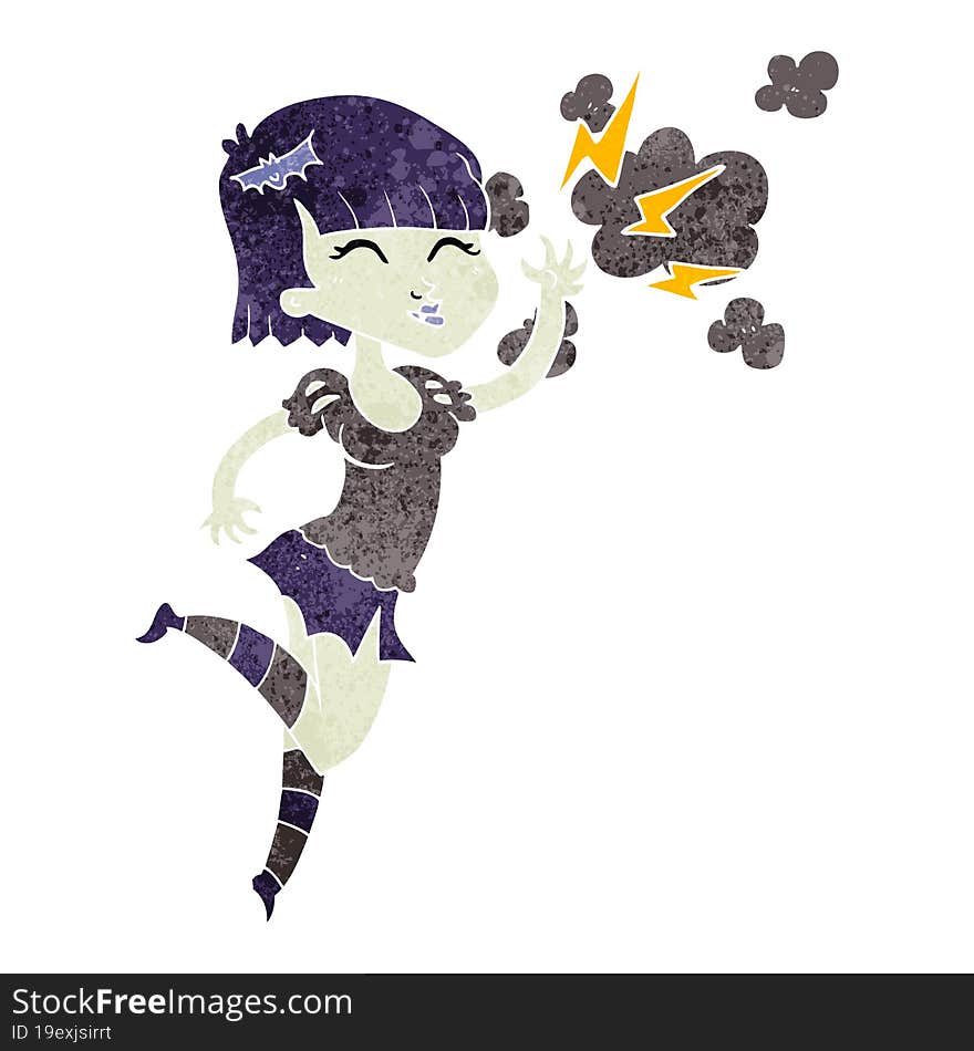 Retro Cartoon Vampire Girl Flying