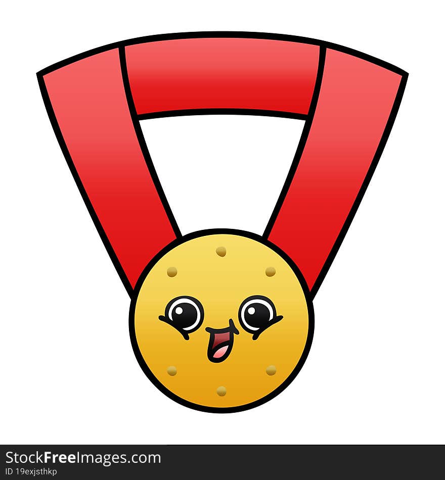 gradient shaded cartoon gold medal