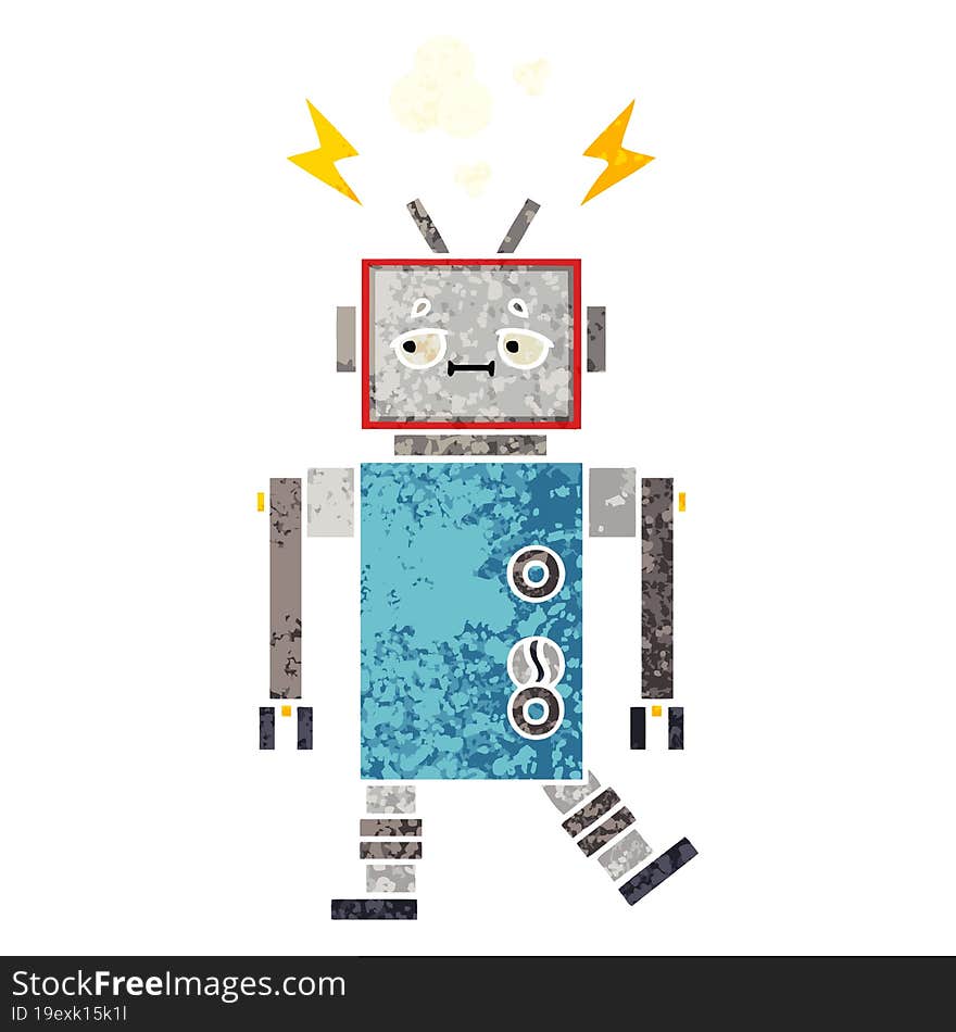 Retro Illustration Style Cartoon Robot