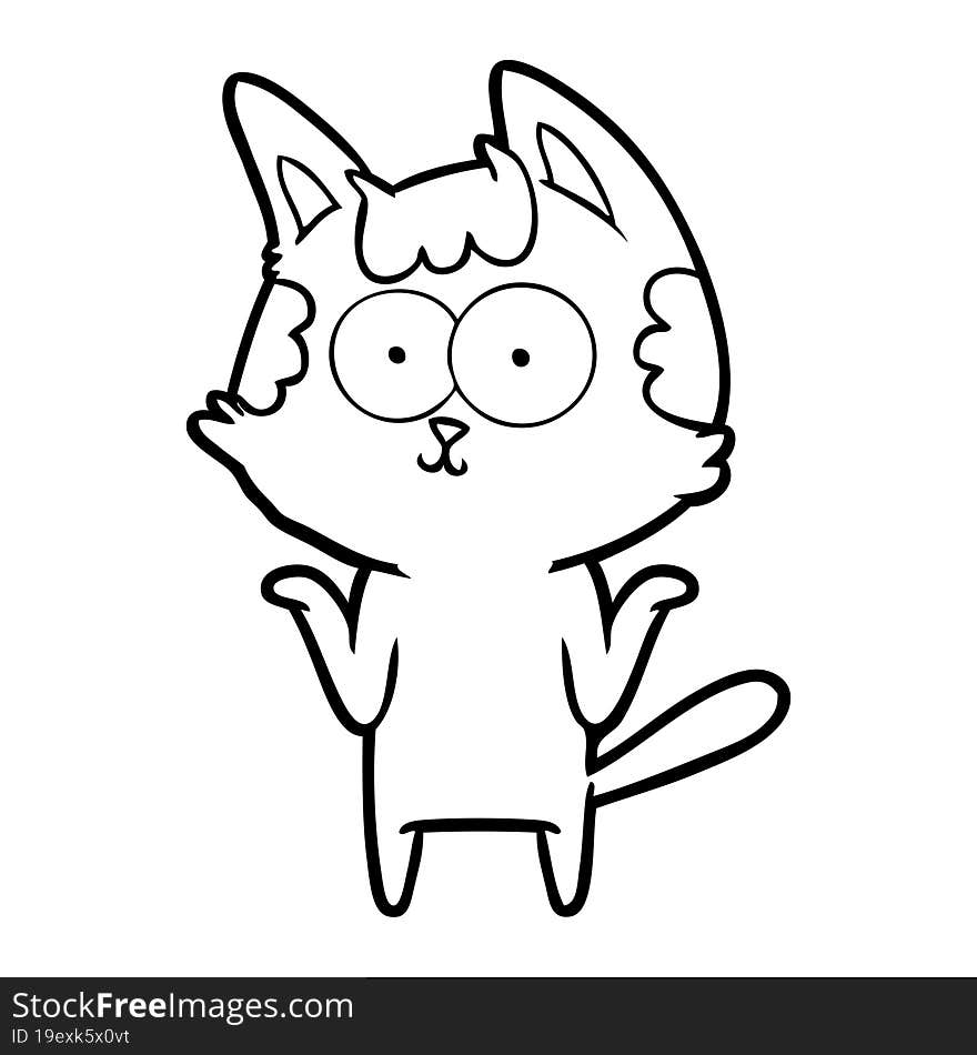 happy cartoon cat shrugging;shoulders. happy cartoon cat shrugging;shoulders