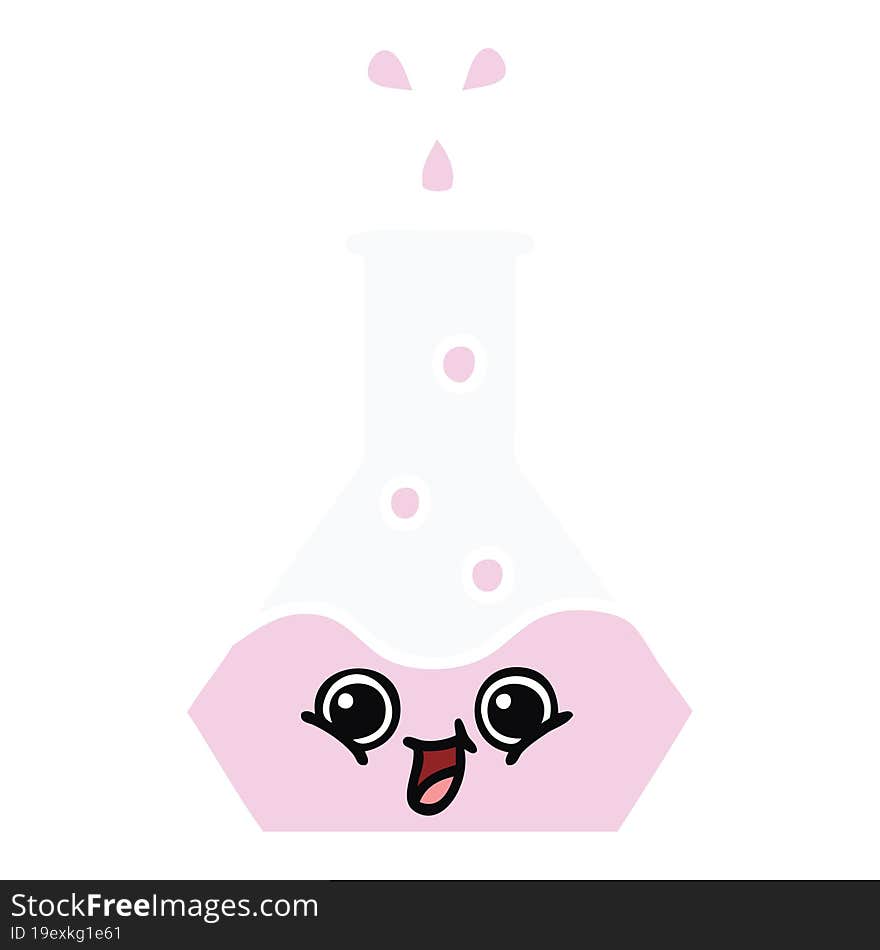 flat color retro cartoon science beaker