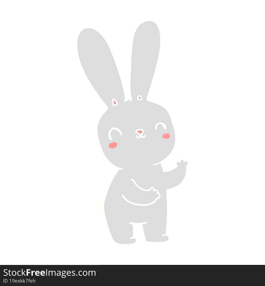 Cute Flat Color Style Cartoon Rabbit