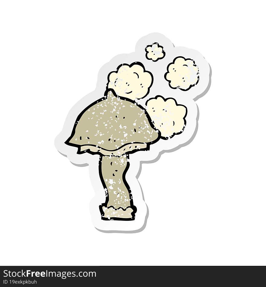 retro distressed sticker of a cartoon mushroom