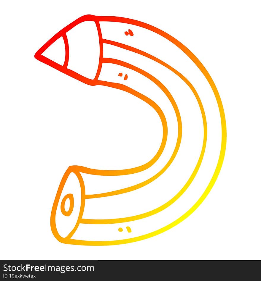 warm gradient line drawing of a cartoon colored pencil