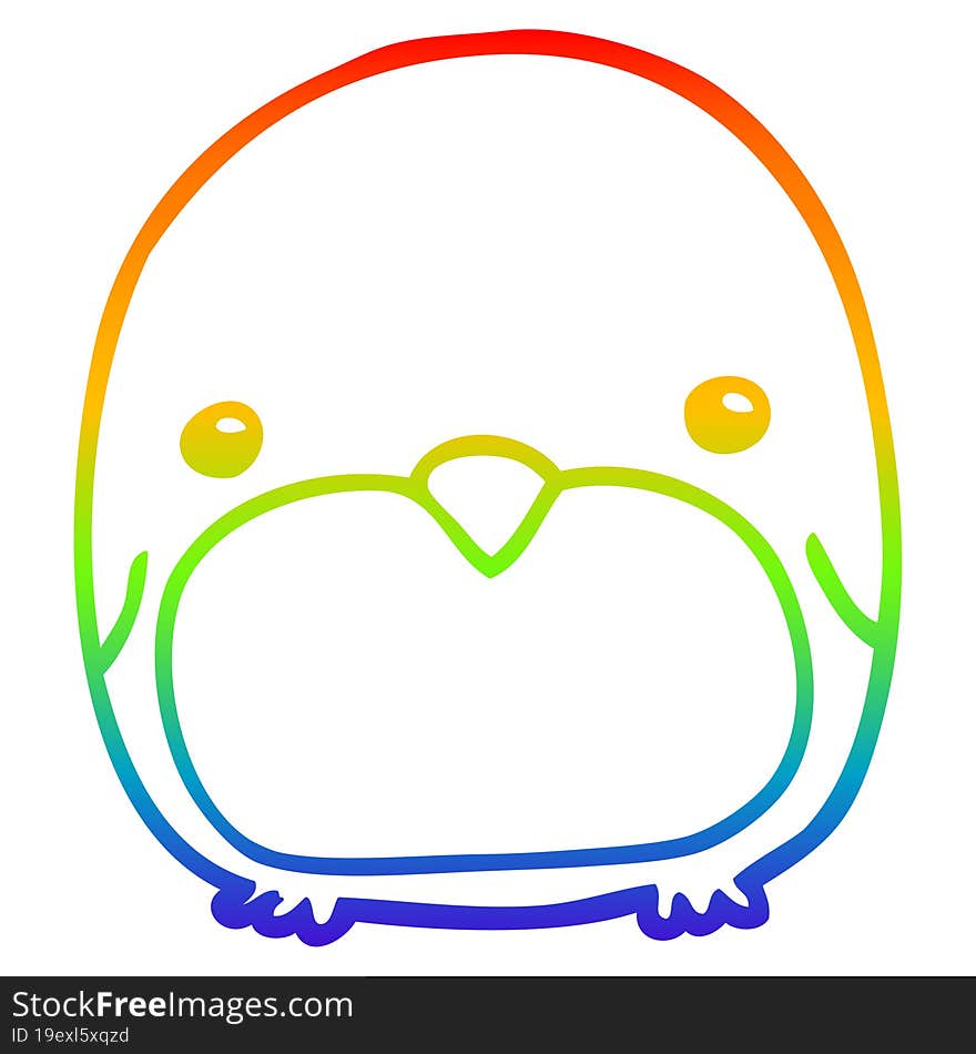 rainbow gradient line drawing cute cartoon penguin