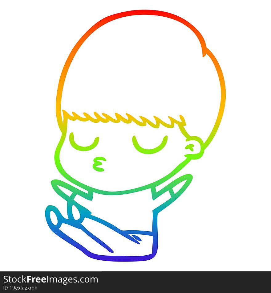 rainbow gradient line drawing cartoon calm boy