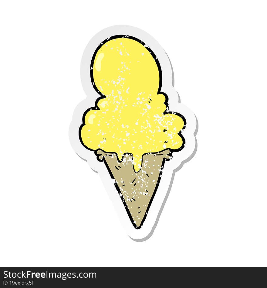 distressed sticker of a cartoon ice cream