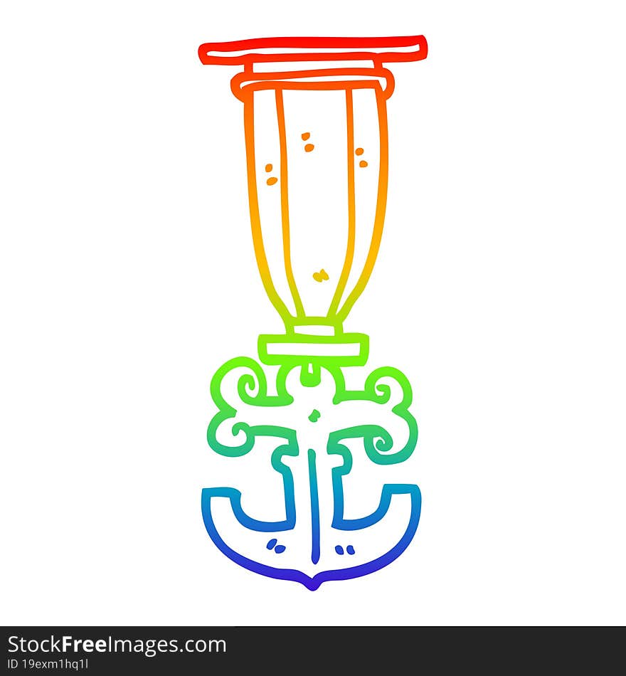 rainbow gradient line drawing cartoon sailor medal