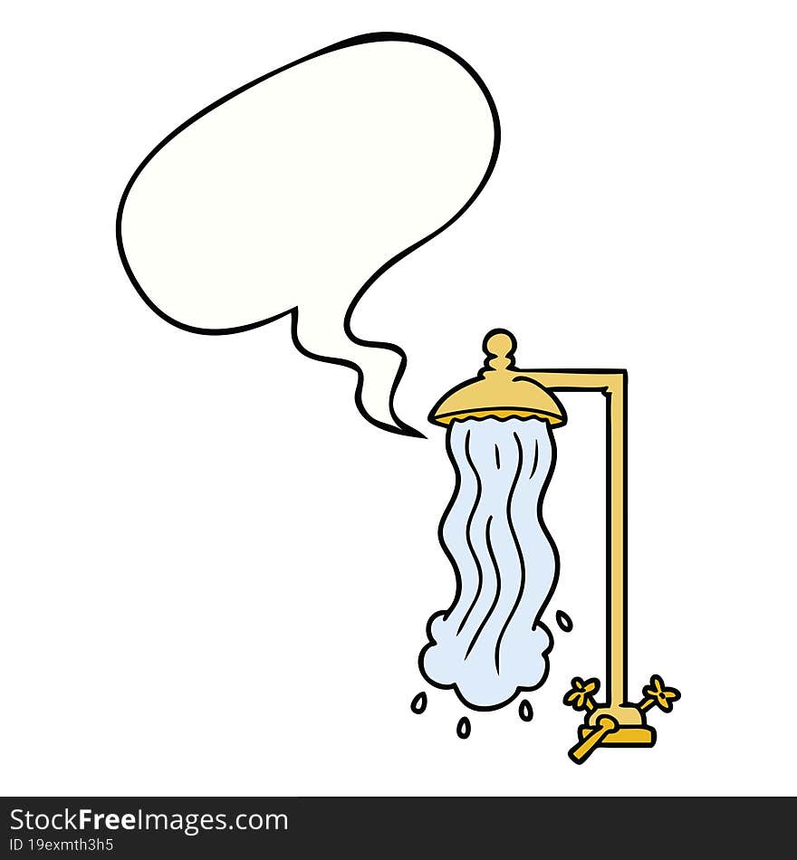 cartoon shower with speech bubble. cartoon shower with speech bubble