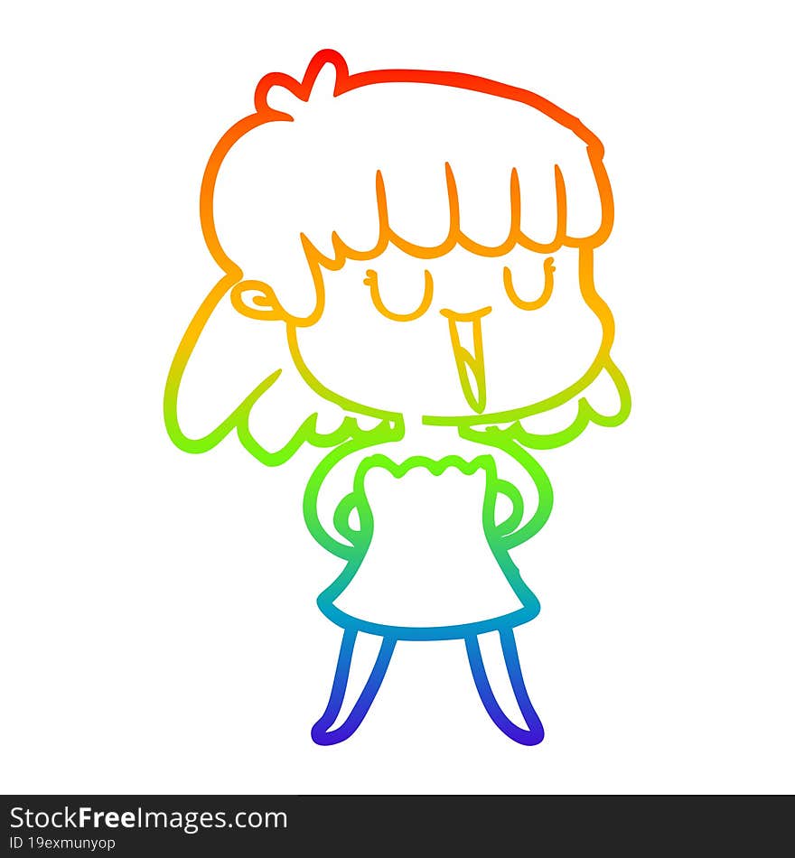 rainbow gradient line drawing of a cartoon woman