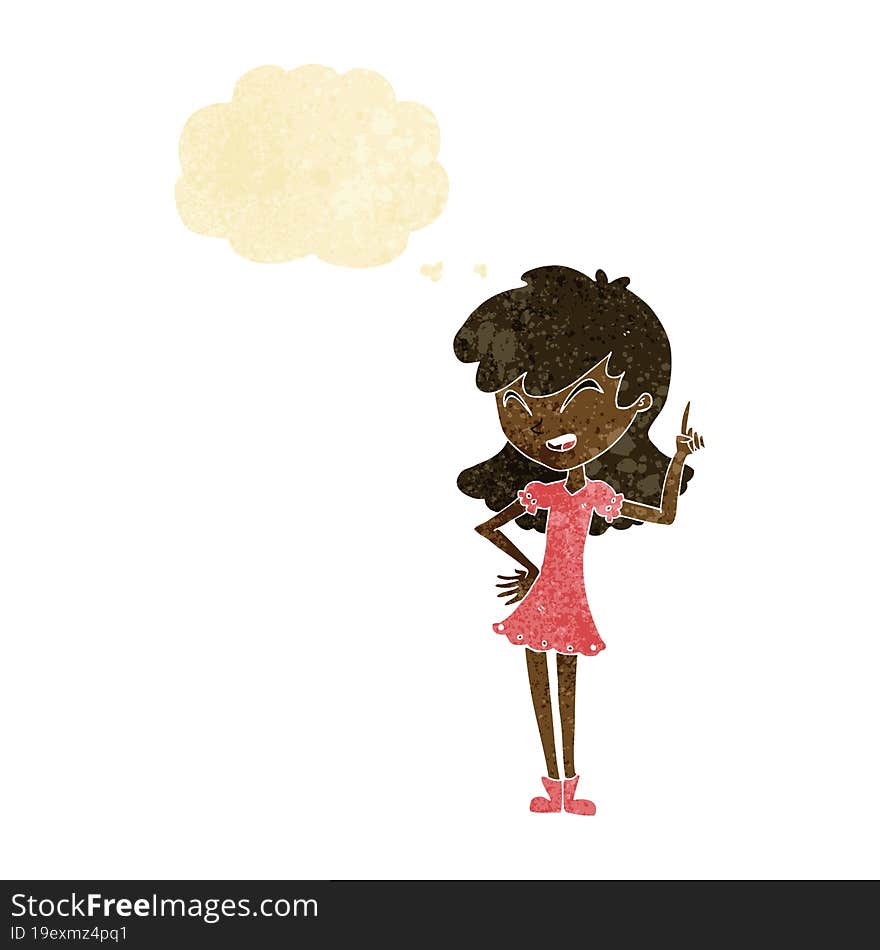 Cartoon Girl Making Point With Thought Bubble