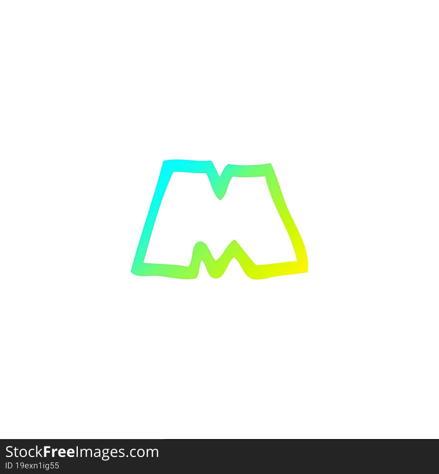 cold gradient line drawing of a cartoon letter m