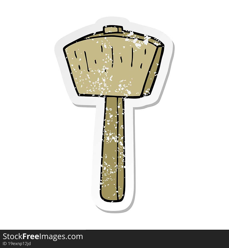 distressed sticker of a cartoon mallet