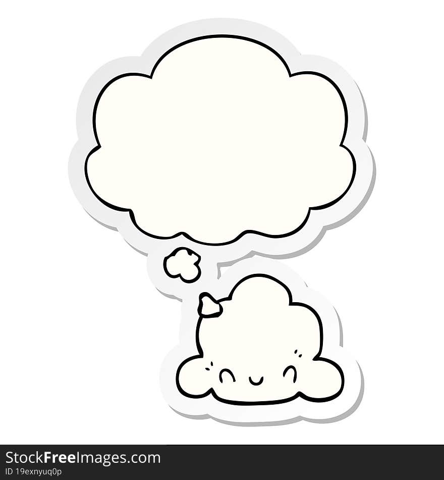 cartoon cloud and thought bubble as a printed sticker