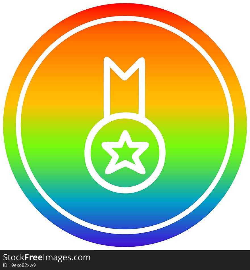 medal award circular in rainbow spectrum