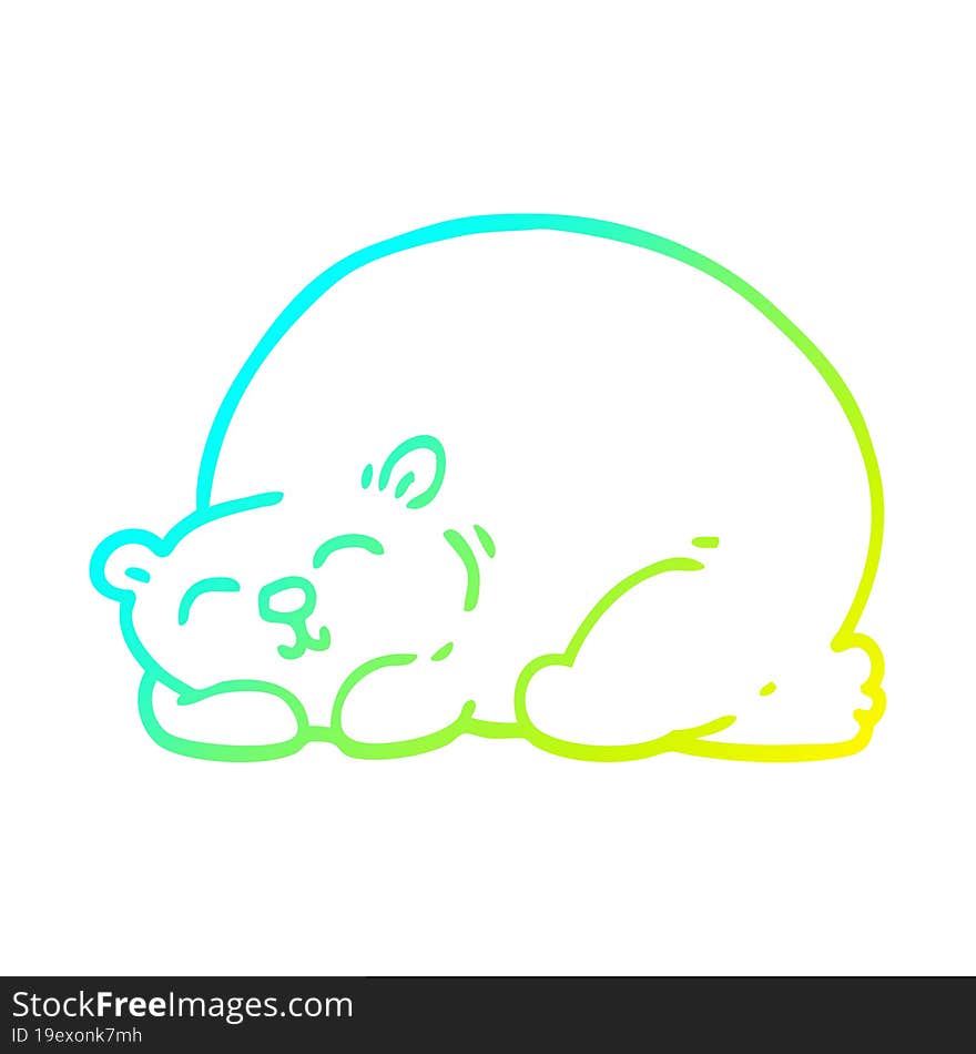 cold gradient line drawing cartoon content bear sleeping