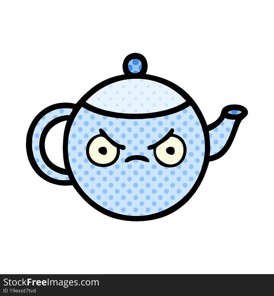 Comic Book Style Cartoon Angry Tea Pot