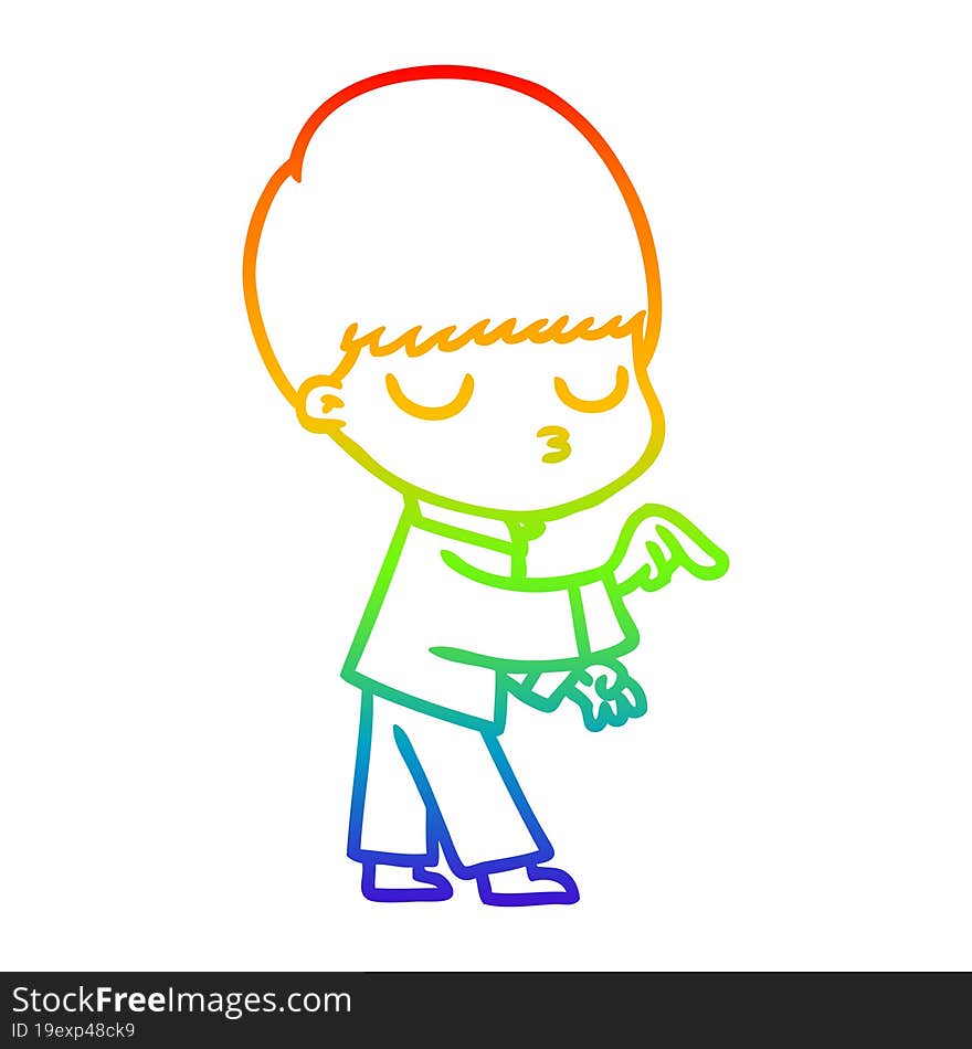 rainbow gradient line drawing cartoon calm boy