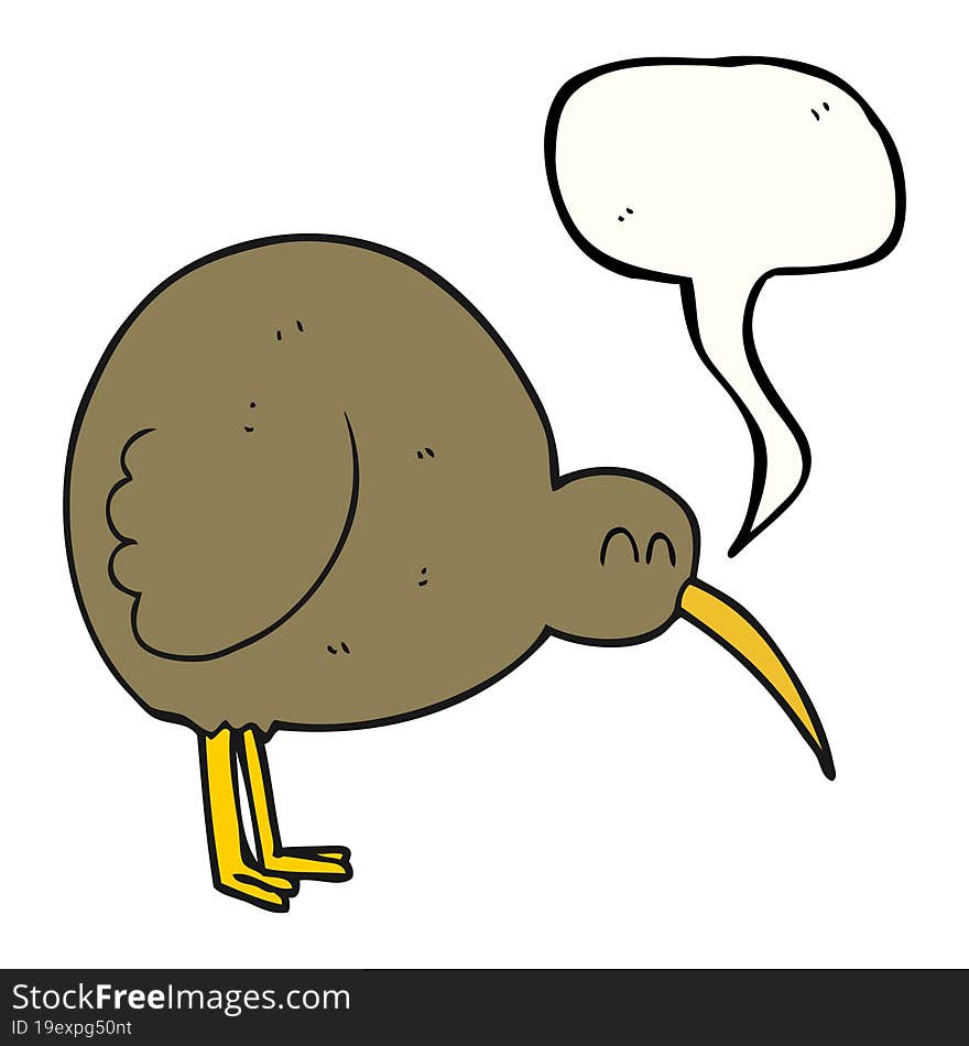 freehand drawn speech bubble cartoon kiwi bird