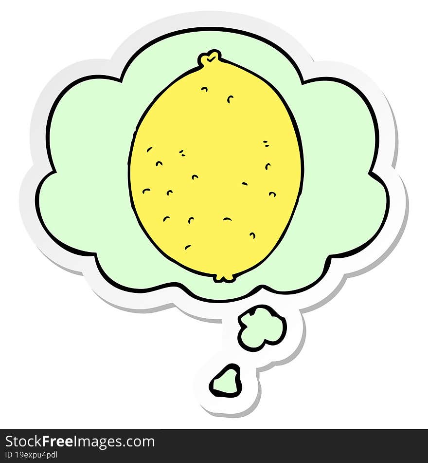 Cartoon Lemon And Thought Bubble As A Printed Sticker