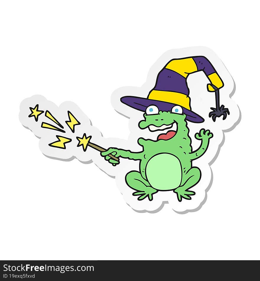 sticker of a cartoon toad casting spell