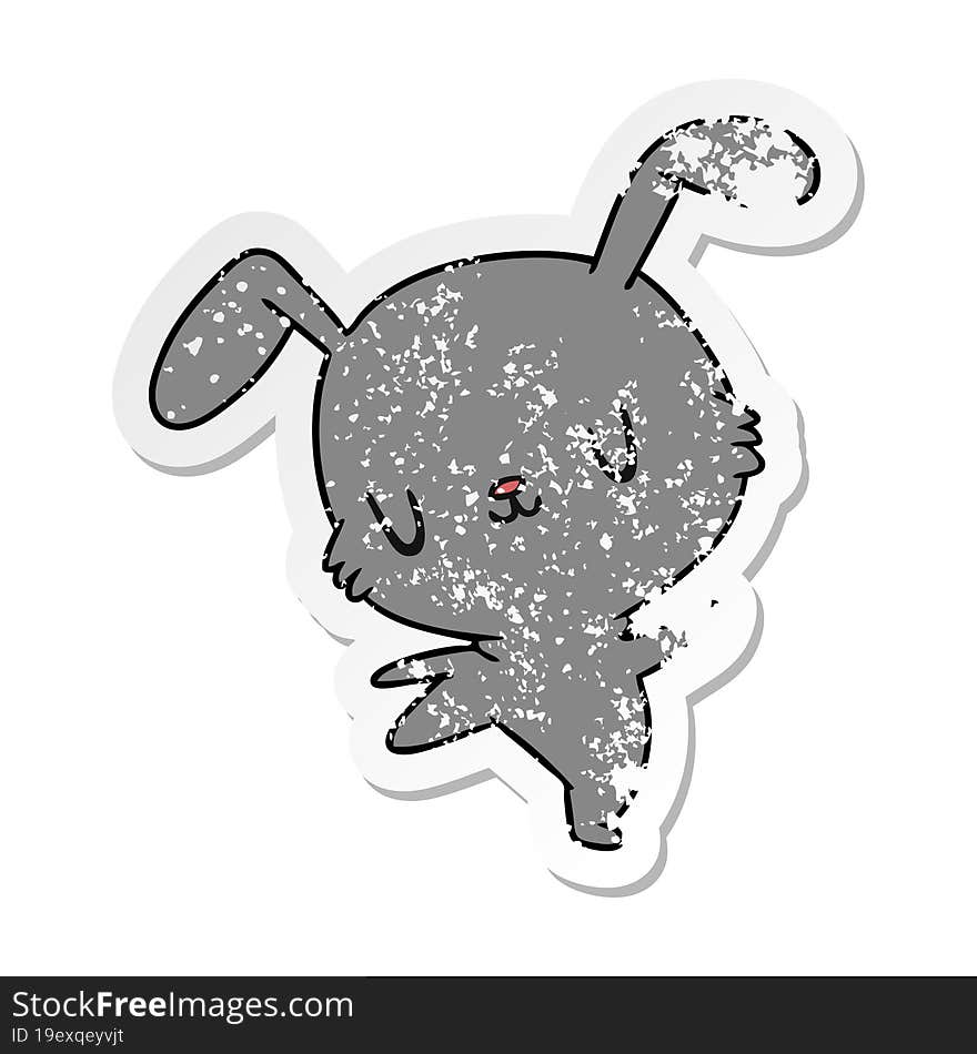 distressed sticker cartoon illustration kawaii cute furry bunny. distressed sticker cartoon illustration kawaii cute furry bunny