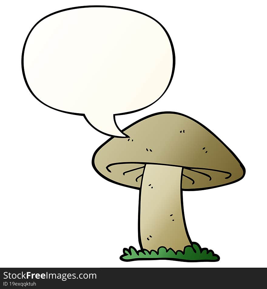 Cartoon Mushroom And Speech Bubble In Smooth Gradient Style