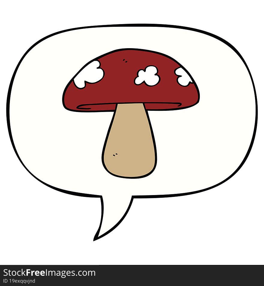 cartoon mushroom with speech bubble. cartoon mushroom with speech bubble