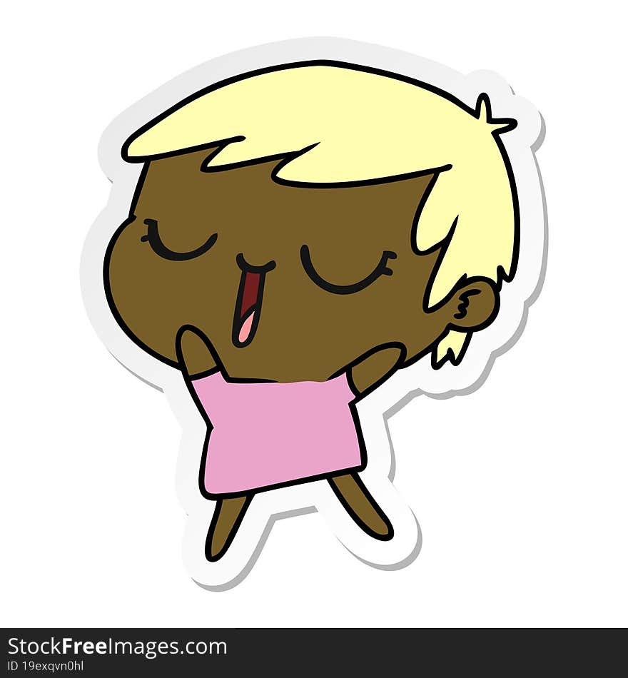 sticker cartoon of cute kawaii short haired girl