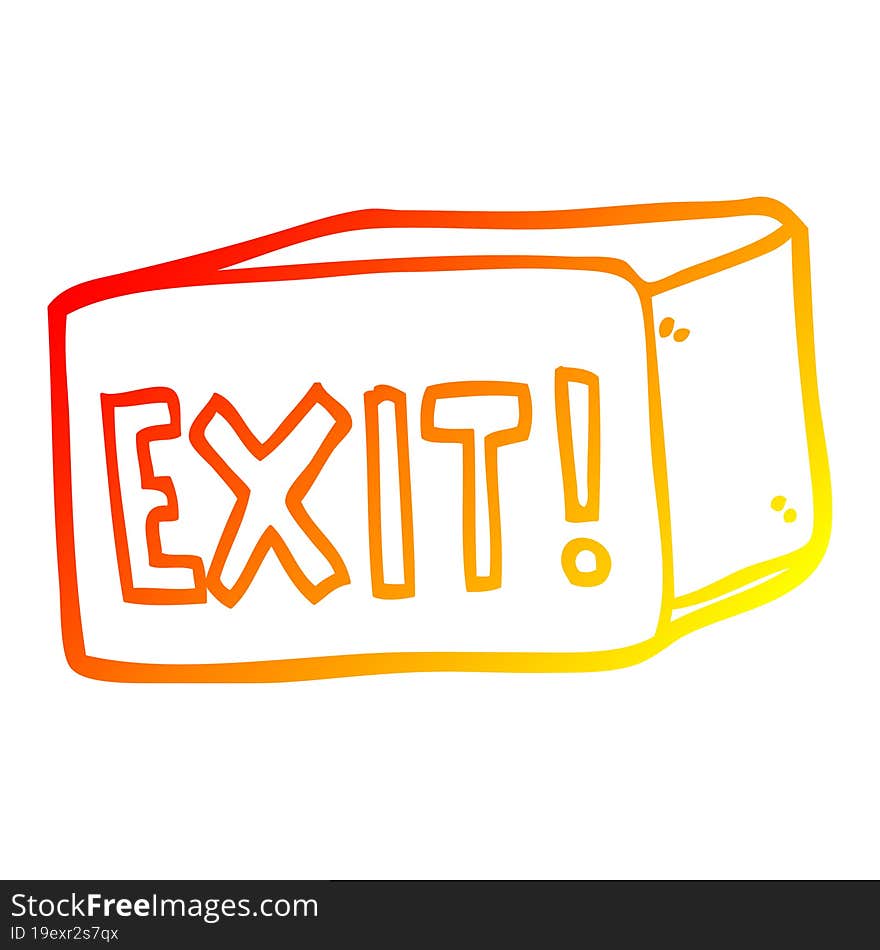 warm gradient line drawing cartoon exit sign