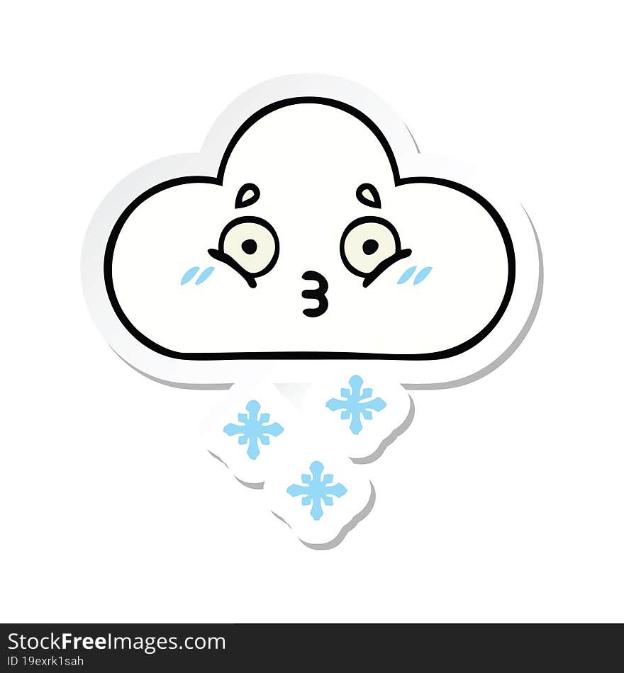 sticker of a cute cartoon snow cloud