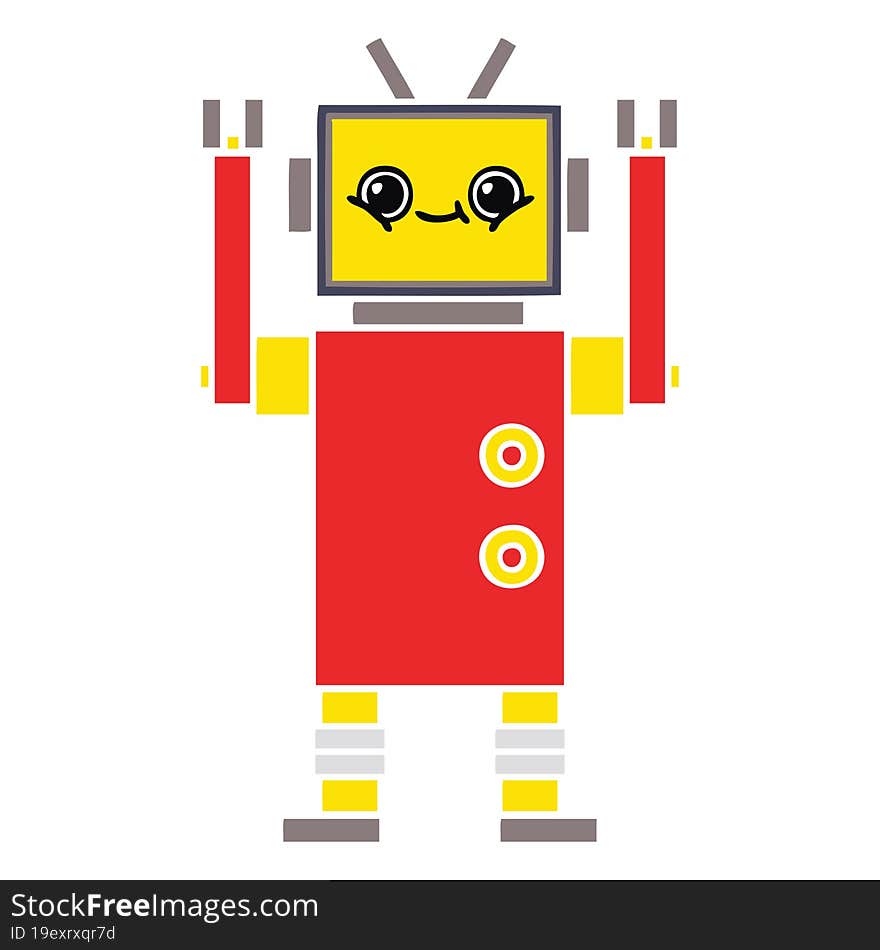 Flat Color Retro Cartoon Robot